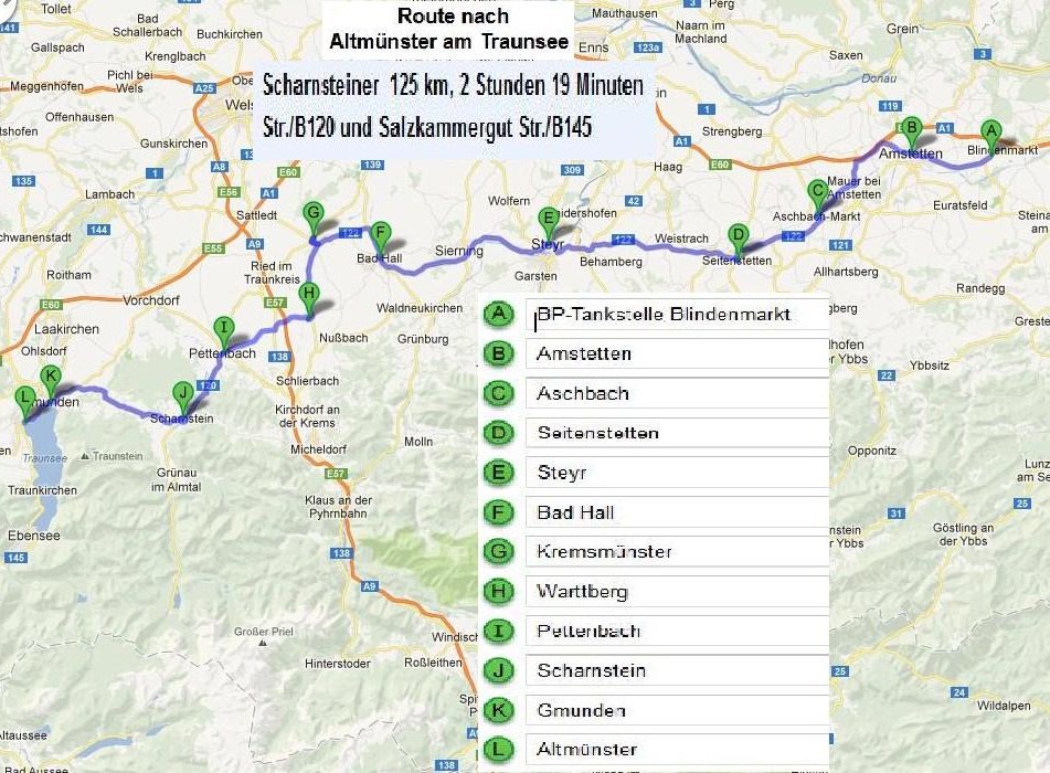 Interne Ausfahrt Gmunden 2013 Karte