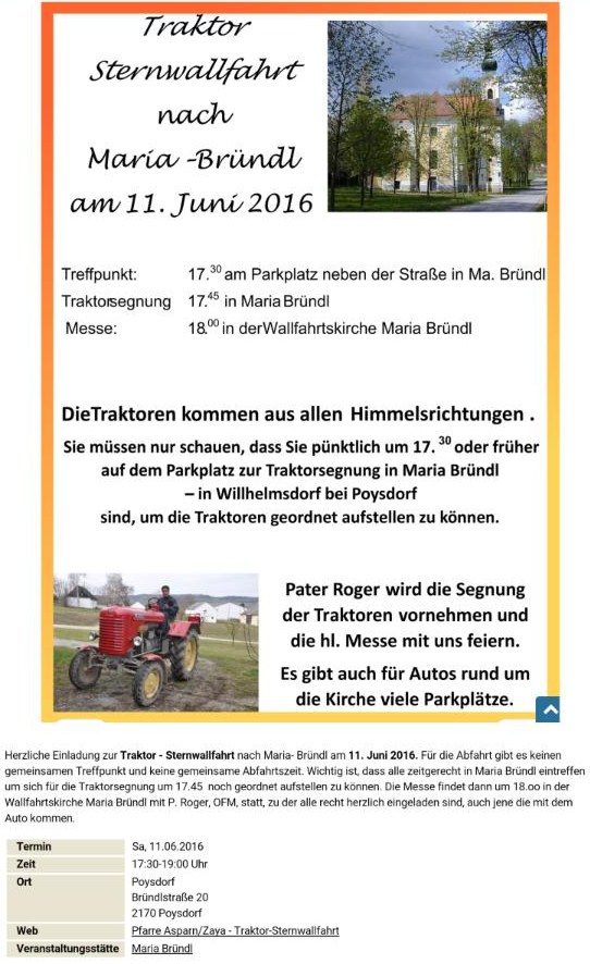 Poysdorf Sternwallfahrt Maria Bründl 11. Juni 2016