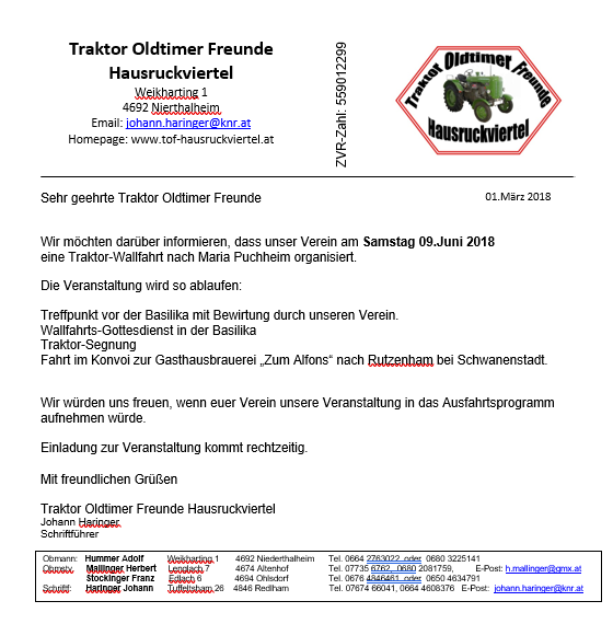 Hausruckviertel Traktor-Wallfahrt nach Maria Puchheim 09.Juni 2018